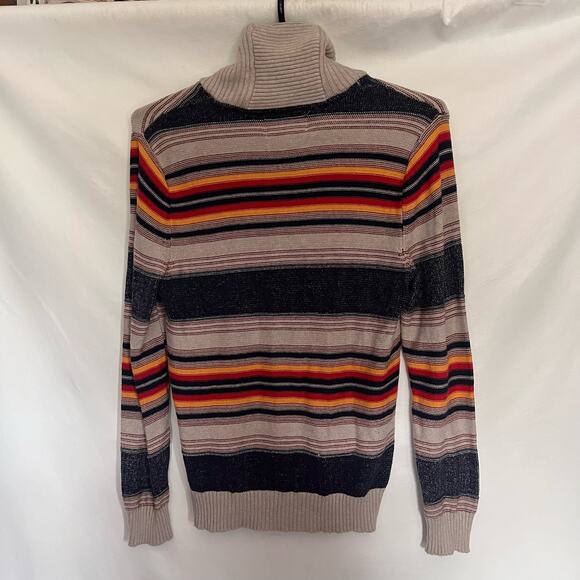 Sun+Stone Cowlneck Mens Sweater Sz L Preppy Y2K Retro Fall Stripe Academia 70s - Picture 6 of 12